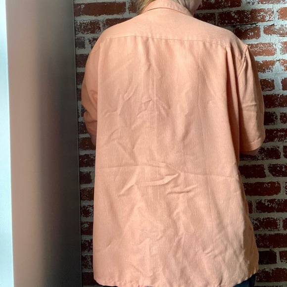 Men’s orange silky casual button down - Picture 5 of 7